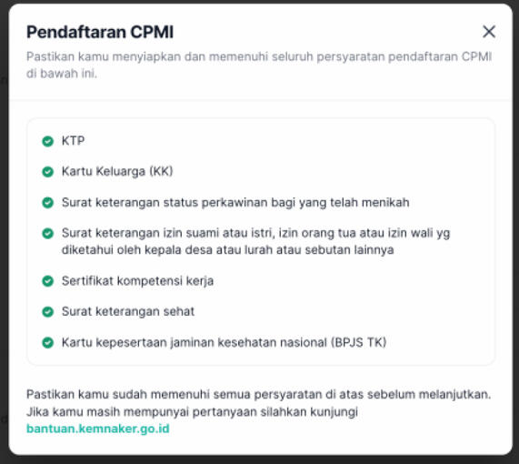 SYARAT ID BARU CPMI